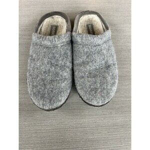 SOREL Size 8 Nakiska Scuff Slipper Quarry/Natural Suede Felt Faux Fur Lined